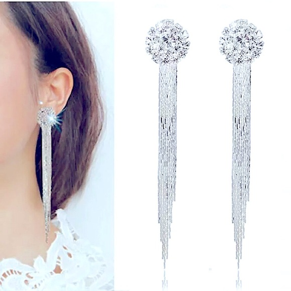 💎New Simulated 💎 Sterling Silver Crystal Earrings💎 - Picture 2 of 6